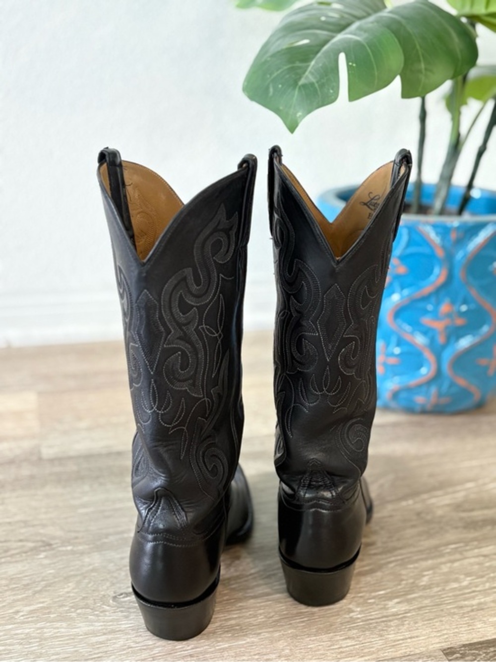 Lucchese Vintage Black Ranch Hand Cowboy Boots | Excellent Condition | Size 7 - Picture 7 of 10